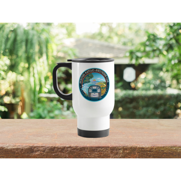 Custom Design - Stainless Steel Travel Mug with Handle Lifestyle White