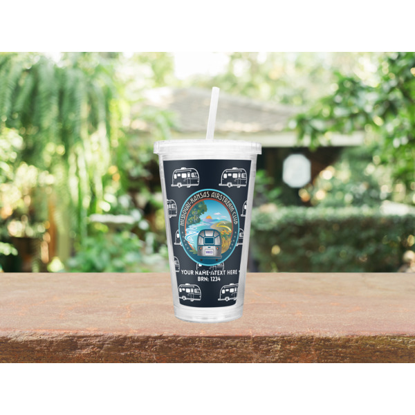 Custom Design - Double Wall Tumbler with Straw - Lifestyle