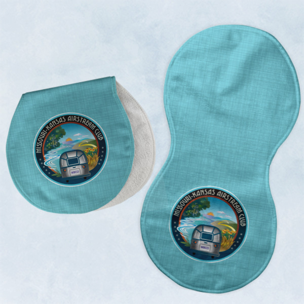 Custom Design - Two Peanut Shaped Burps - Open and Folded