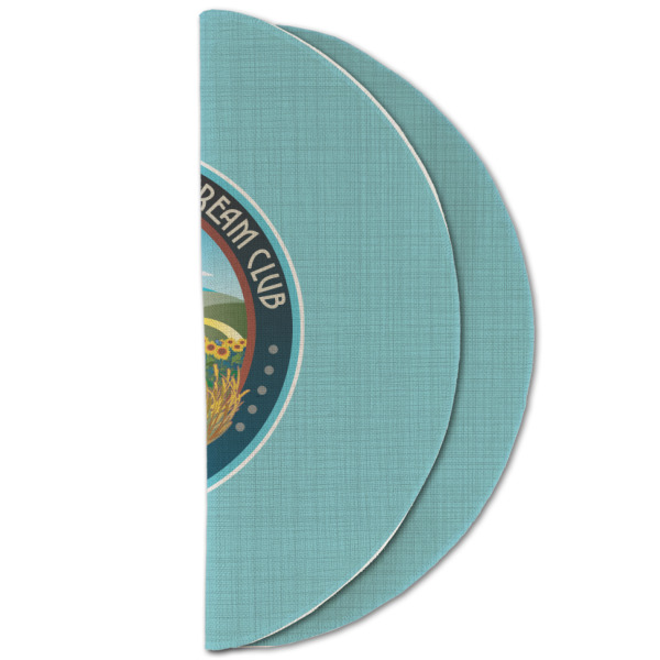 Custom Design - Round Linen Placemats - HALF FOLDED (double sided)