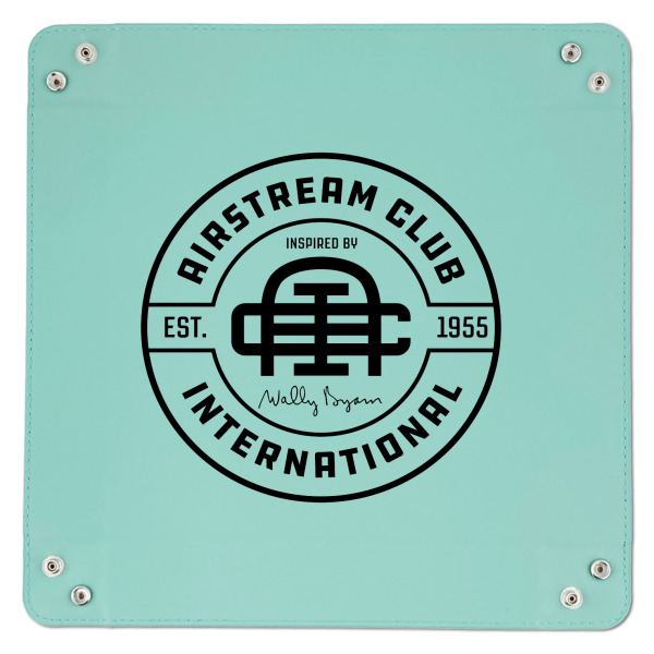 Custom Design - 9" x 9" Teal Leatherette Snap Up Tray - APPROVAL