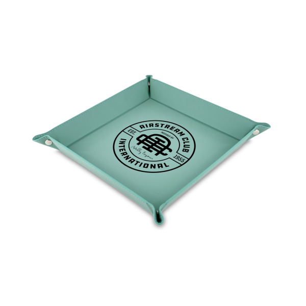 Custom Design Your Own Faux Leather Dice Tray - 6" x 6" - Teal