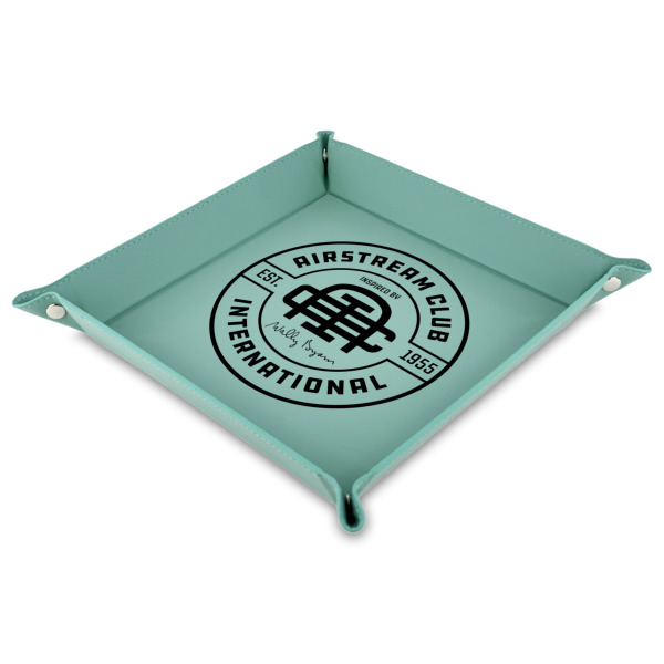 Custom Design Your Own Faux Leather Dice Tray - 9" x 9"  - Teal