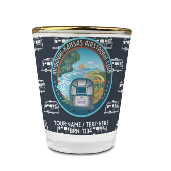 Custom Design - Glass Shot Glass - Gold Rim - Front