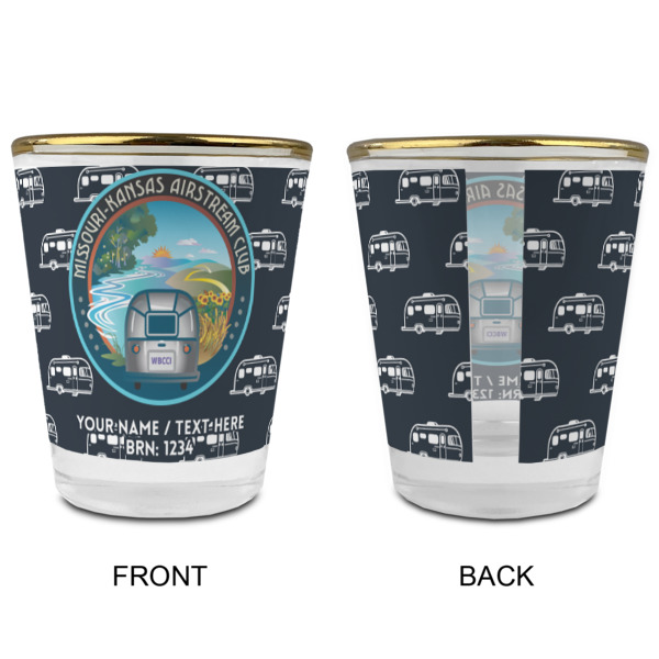 Custom Design - Glass Shot Glass - Gold Rim - Front & Back