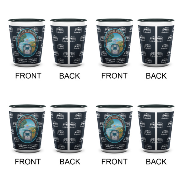 Custom Design - Ceramic Shot Glasses - Two Tone - Set of 4 - Front & Back