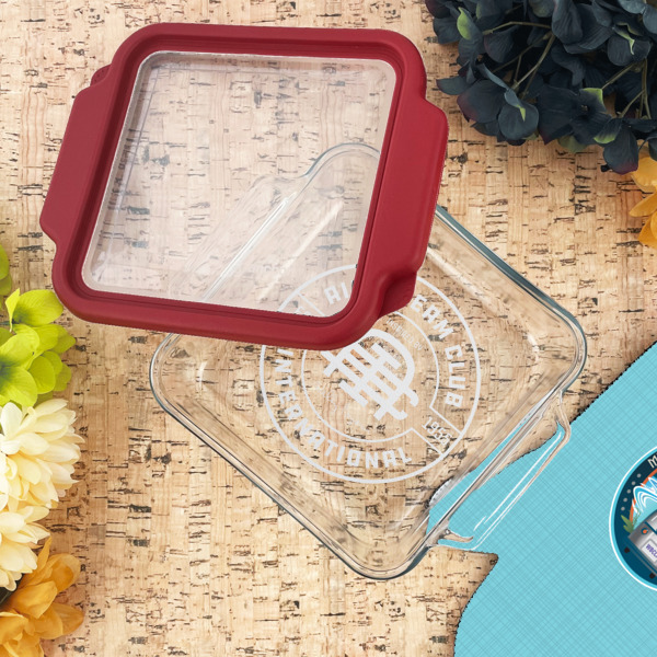 Custom Design - Glass Cake Dish - 8"x8" - Lifestyle