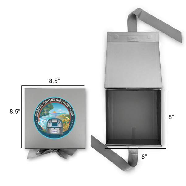 Custom Design - Gift Boxes with Magnetic Lid - Silver - Open & Closed