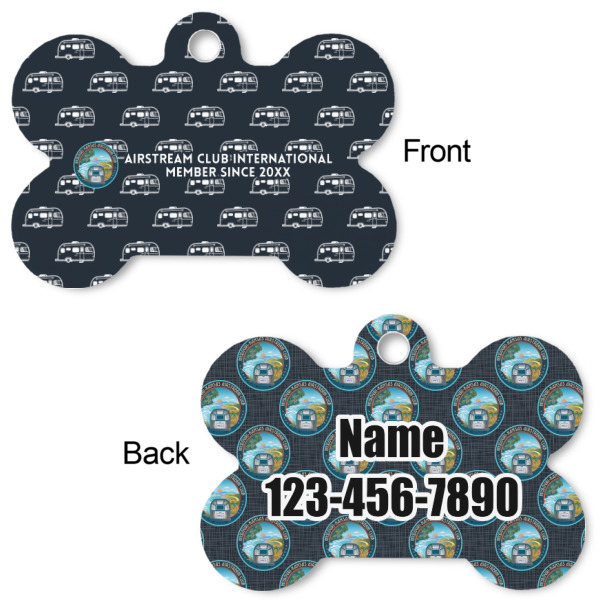 Custom Design - Bone Shaped Dog ID Tag - Large - Front & Back View