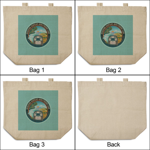 Custom Design - 3 Reusable Cotton Grocery Bags - Front & Back View