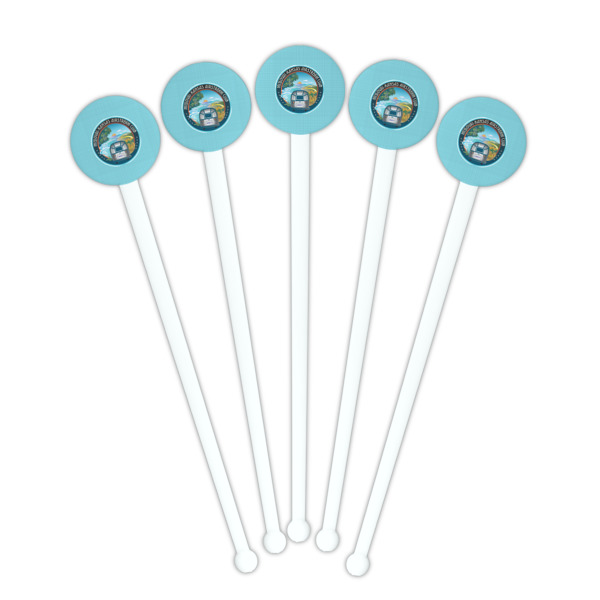 Custom Design - White Plastic 7" Stir Stick - Round - Fan View