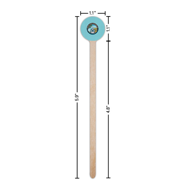 Custom Design - Wooden 6" Stir Stick - Round - Dimensions