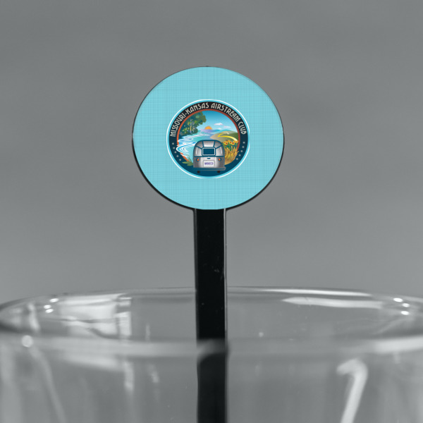 Custom Design - Black Plastic 7" Stir Stick - Round - Main