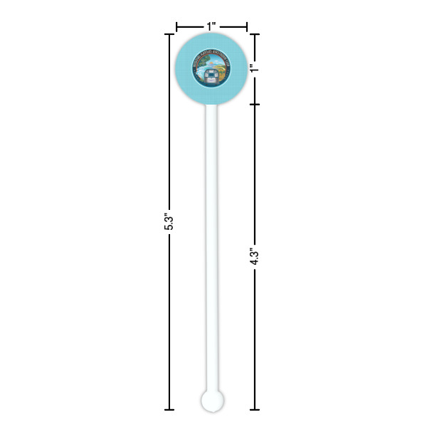 Custom Design - White Plastic 5.5" Stir Stick - Round - Dimensions