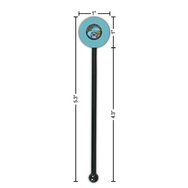 Custom Design - Black Plastic 5.5" Stir Stick - Round - Dimensions