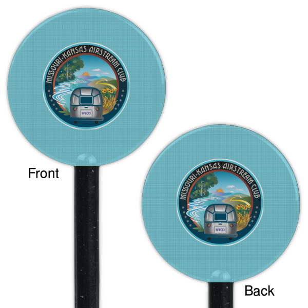 Custom Design - Black Plastic 5.5" Stir Stick - Double Sided - Round - Front & Back