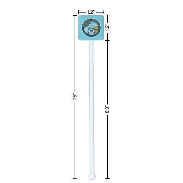 Custom Design - White Plastic Stir Stick - Square - Dimensions