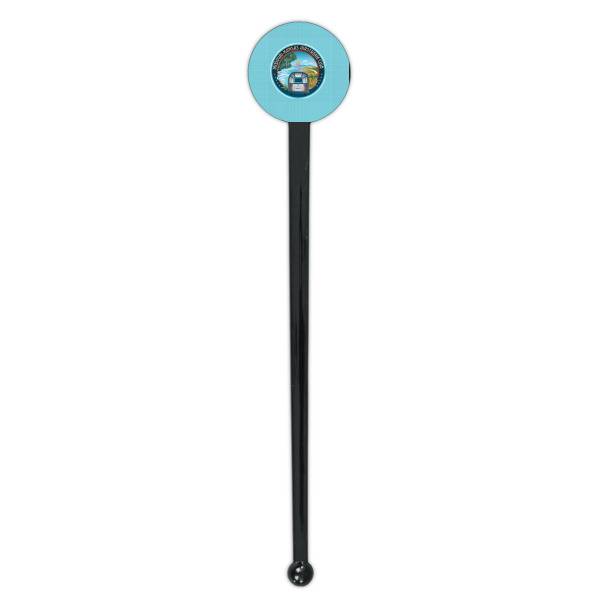 Custom Design - Black Plastic 7" Stir Stick - Round - Single Stick