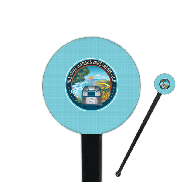 Custom Design Your Own 7" Round Plastic Stir Sticks - Black - Single-Sided