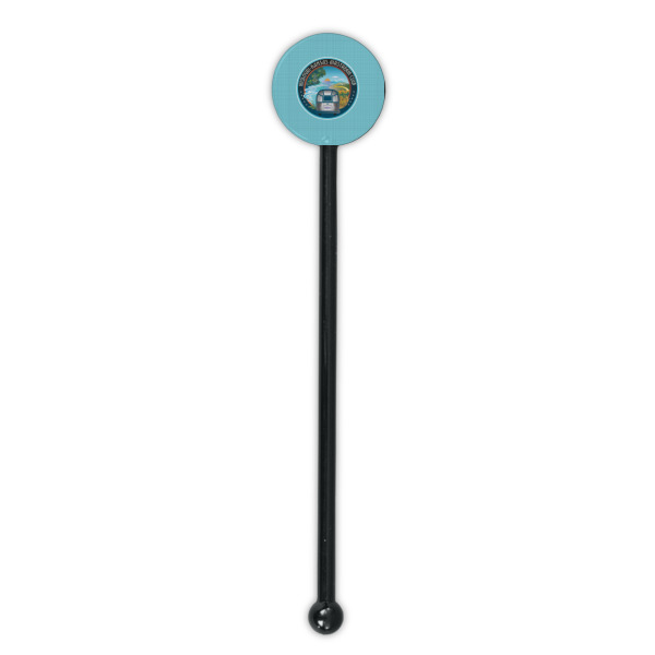 Custom Design - Black Plastic 5.5" Stir Stick - Round - Single Stick