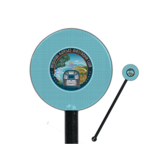 Custom Design Your Own 5.5" Round Plastic Stir Sticks - Black - Single-Sided