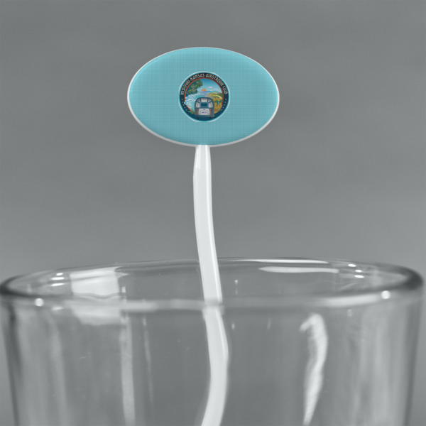 Custom Design - White Plastic 7" Stir Stick - Oval - Main