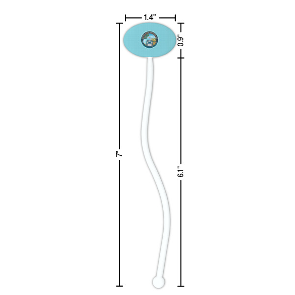 Custom Design - White Plastic 7" Stir Stick - Oval - Dimensions