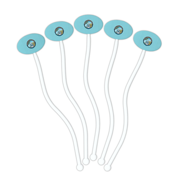 Custom Design - White Plastic 7" Stir Stick - Oval - Fan