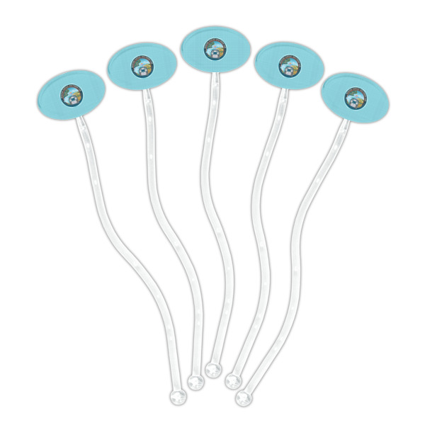 Custom Design - Clear Plastic 7" Stir Stick - Oval - Fan