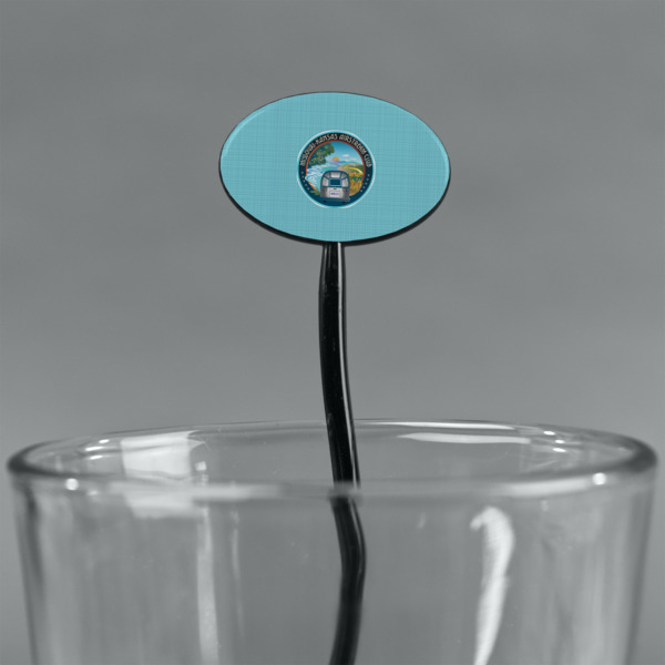 Custom Design - Black Plastic 7" Stir Stick - Oval - Main