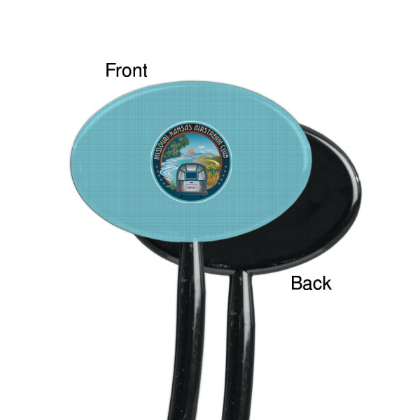 Custom Design - Black Plastic 7" Stir Stick - Single Sided - Oval - Front & Back