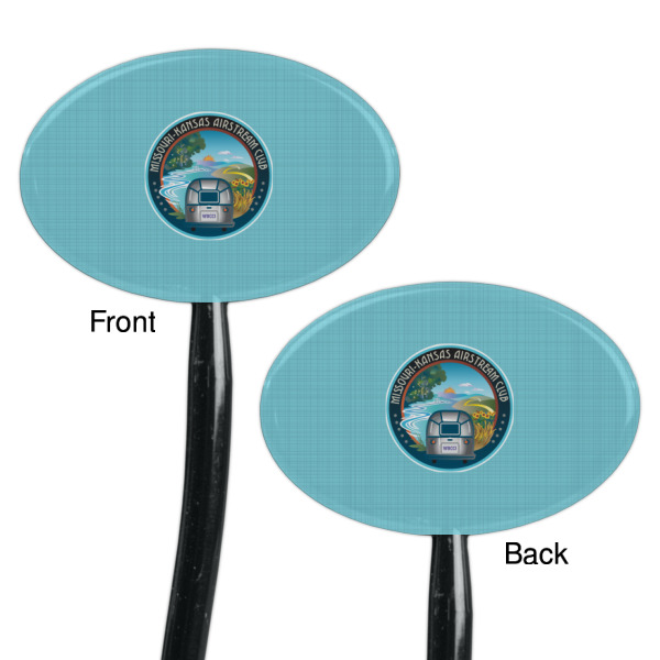 Custom Design - Black Plastic 7" Stir Stick - Double Sided - Oval - Front & Back