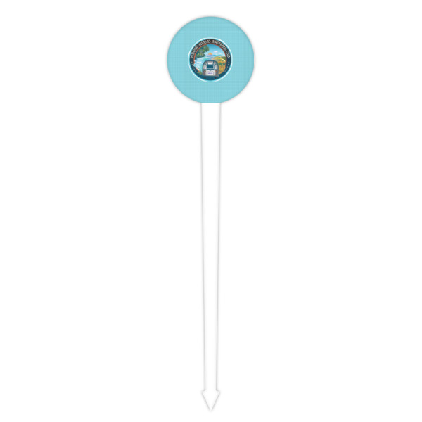 Custom Design - White Plastic 4" Food Pick - Round - Single Pick