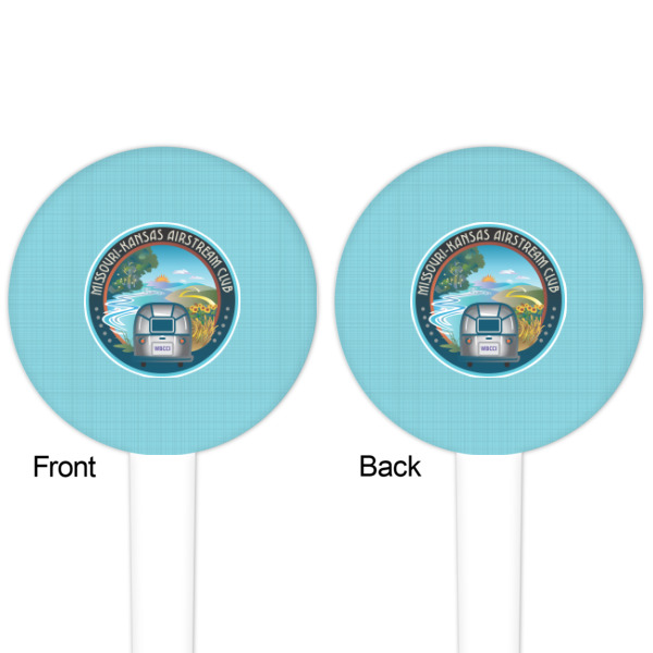 Custom Design - White Plastic 4" Food Pick - Round - Double Sided - Front & Back