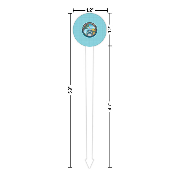Custom Design - White Plastic 6" Food Pick - Round - Dimensions