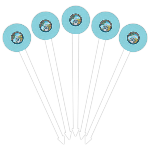 Custom Design - White Plastic 6" Food Pick - Round - Fan View