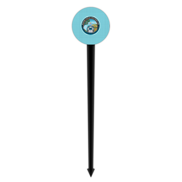 Custom Design - Black Plastic 4" Food Pick - Round - Single Pick