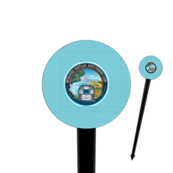 Custom Design Your Own 4" Round Plastic Food Picks - Black - Single-Sided