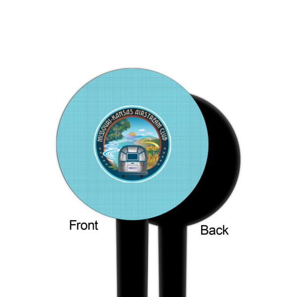 Custom Design - Black Plastic 4" Food Pick - Round - Single Sided - Front & Back