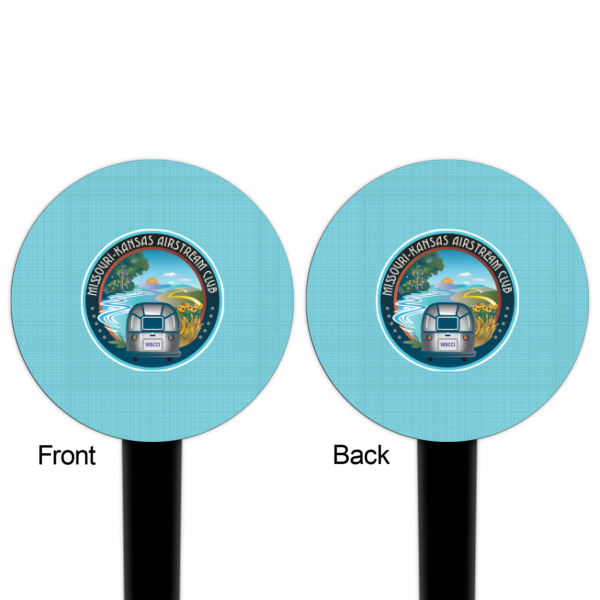 Custom Design - Black Plastic 4" Food Pick - Round - Double Sided - Front & Back