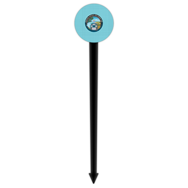 Custom Design - Black Plastic 6" Food Pick - Round - Single Pick