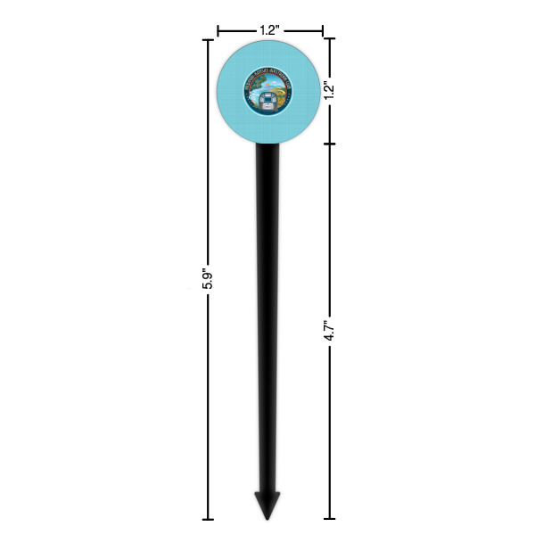 Custom Design - Black Plastic 6" Food Pick - Round - Dimensions
