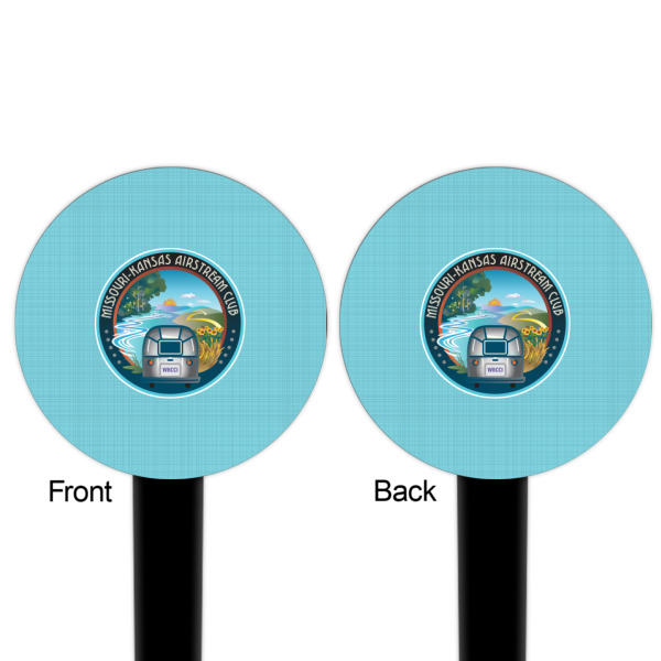 Custom Design - Black Plastic 6" Food Pick - Round - Double Sided - Front & Back