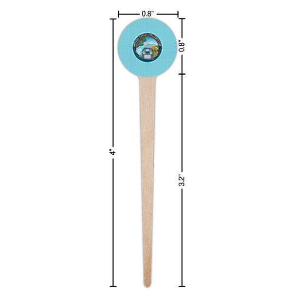Custom Design - Wooden 4" Food Pick - Round - Dimensions