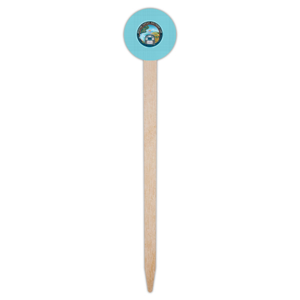 Custom Design - Wooden 6" Food Pick - Round - Single Pick