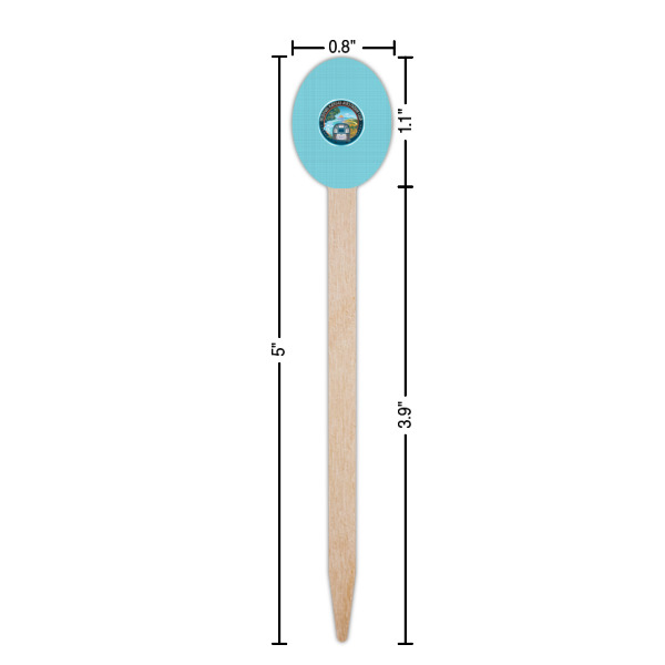 Custom Design - Wooden Food Pick - Oval - Dimensions