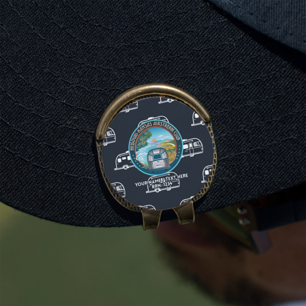 Custom Design - Golf Ball Marker Hat Clip - Gold - On Hat