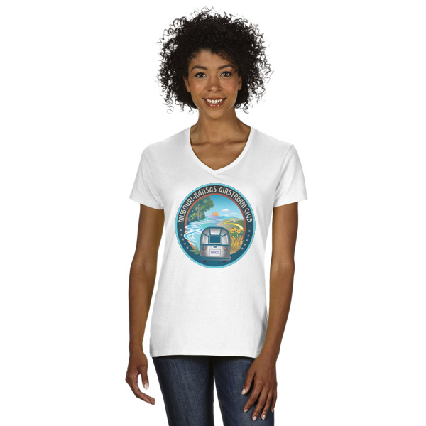 Custom Design Your Own Women's V-Neck T-Shirt - White